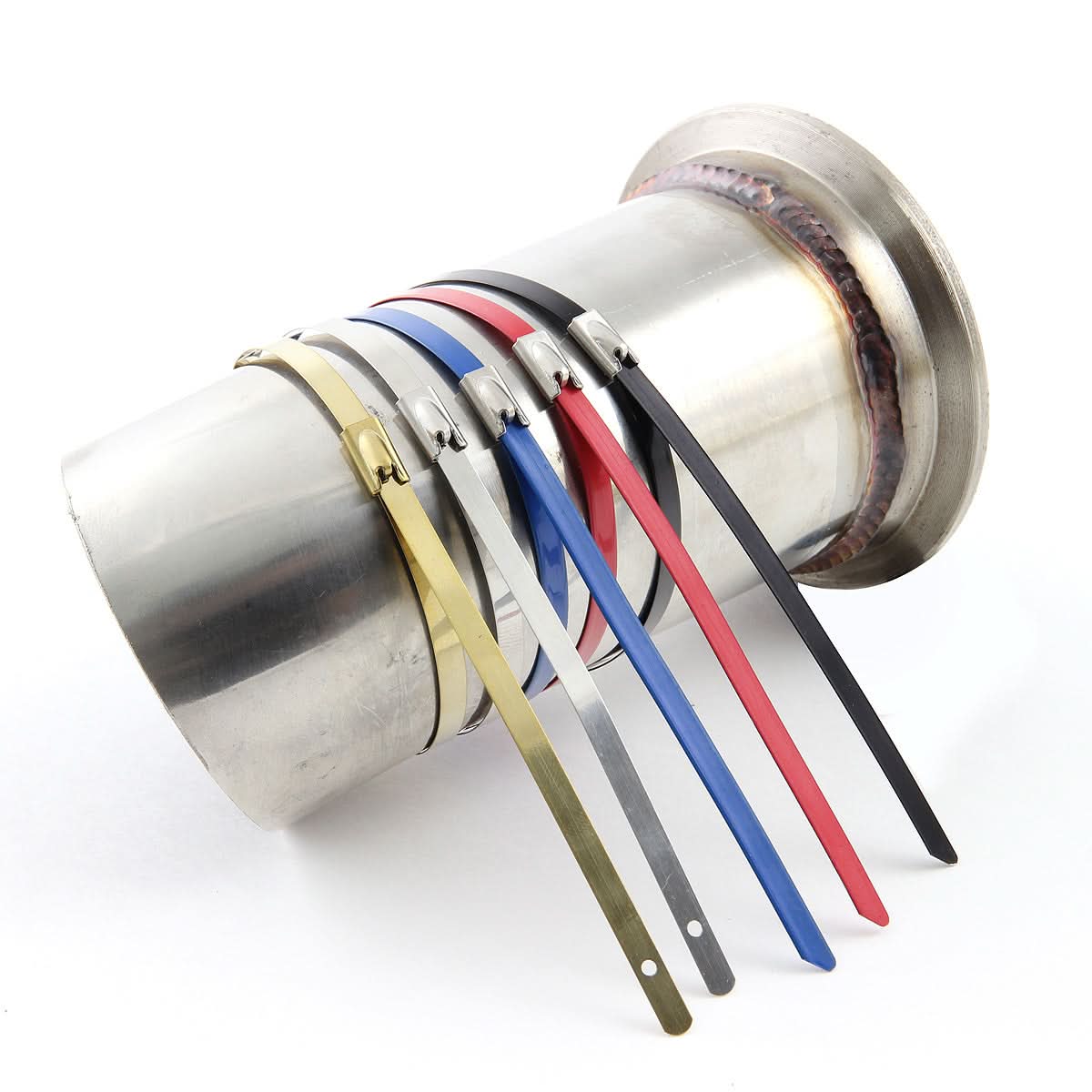 Stainless Steel Zip Tie Kit for Heat Wrap - 12" x 5mm - 5 Piece Black