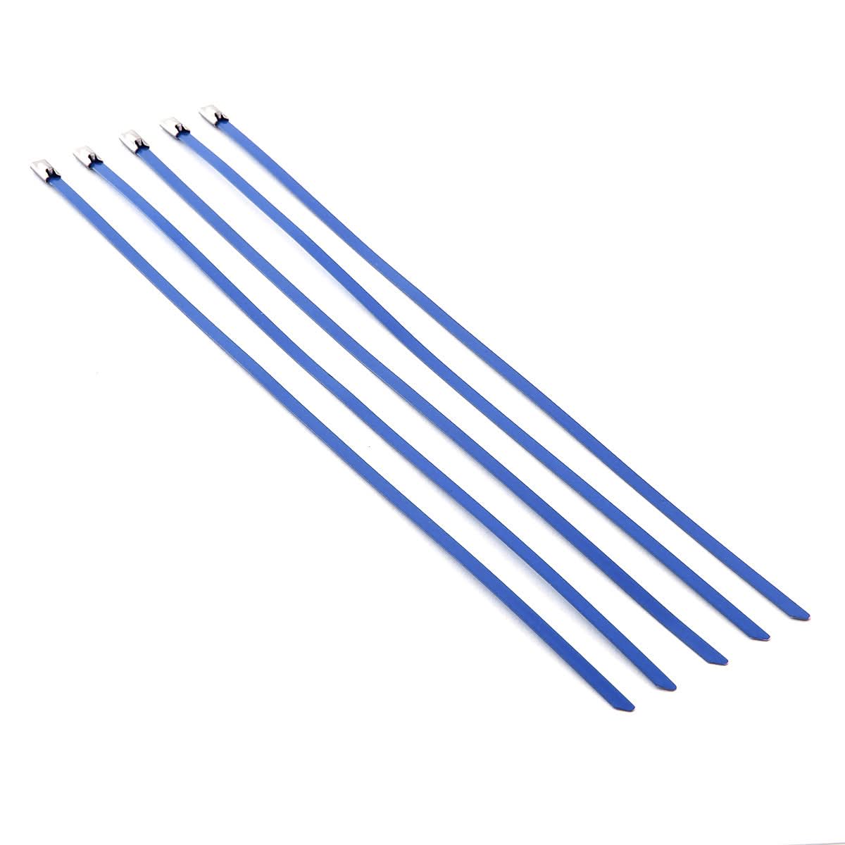 Zip Tie Kit for Heat Wrap - Stainless Steel - 12" 5mm - 5pc Blue