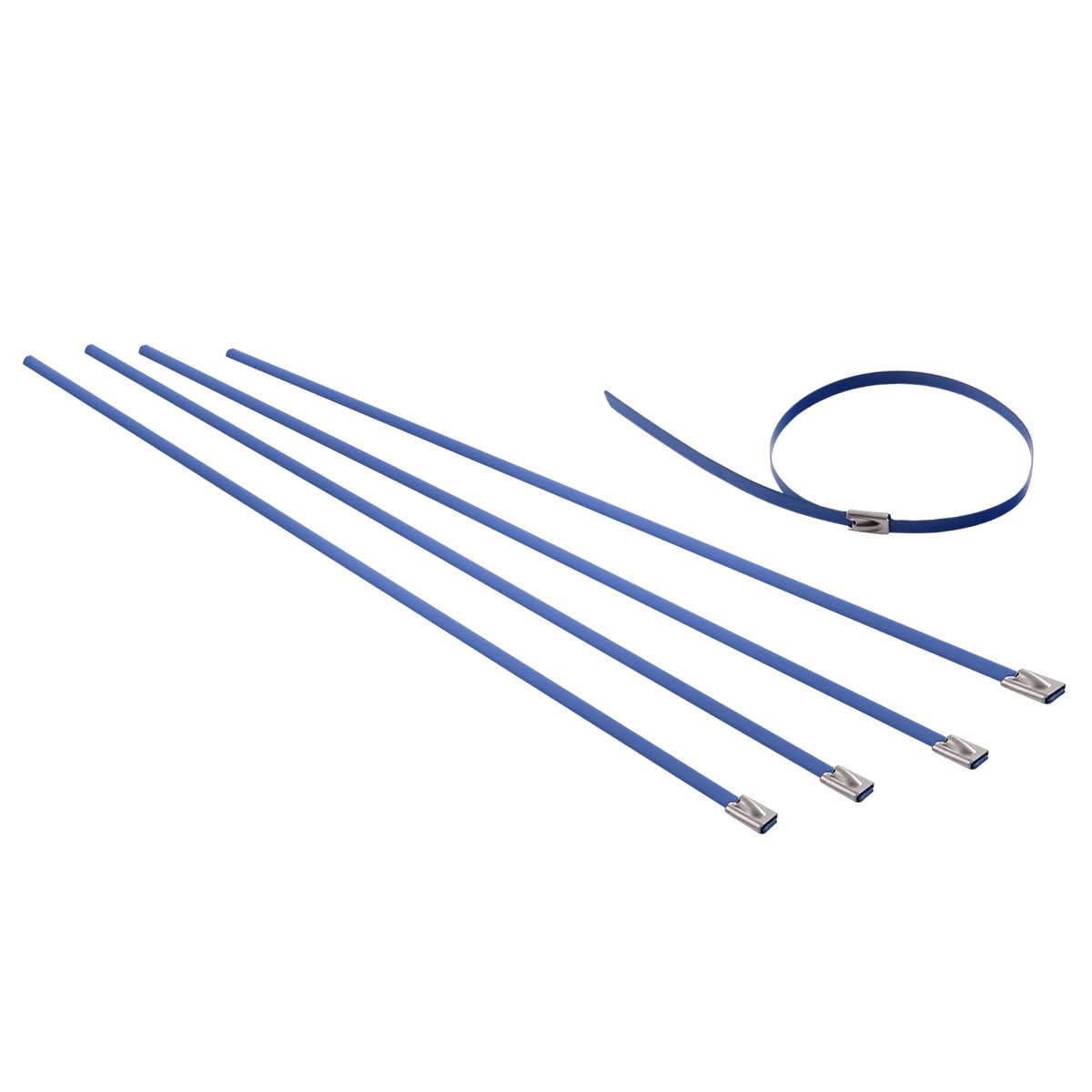 Zip Tie Kit for Heat Wrap - Stainless Steel - 12" 5mm - 5pc Blue