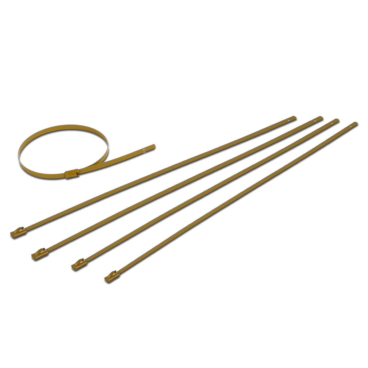 Zip Tie Kit for Heat Wrap - Stainless Steel - 12" Length - 5mm Width - 5 Piece - Gold