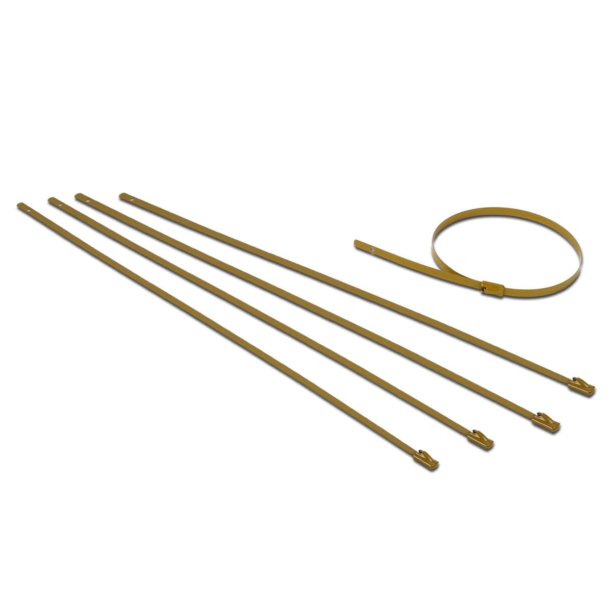 Zip Tie Kit for Heat Wrap - Stainless Steel - 12" Length - 5mm Width - 5 Piece - Gold