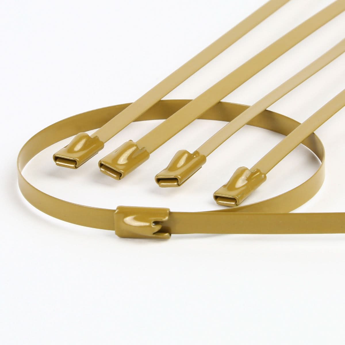 Zip Tie Kit for Heat Wrap - Stainless Steel - 12" Length - 5mm Width - 5 Piece - Gold
