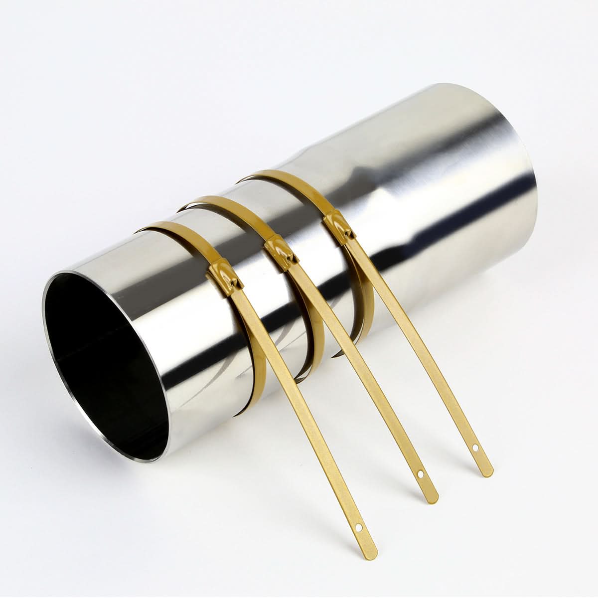 Zip Tie Kit for Heat Wrap - Stainless Steel - 12" Length - 5mm Width - 5 Piece - Gold