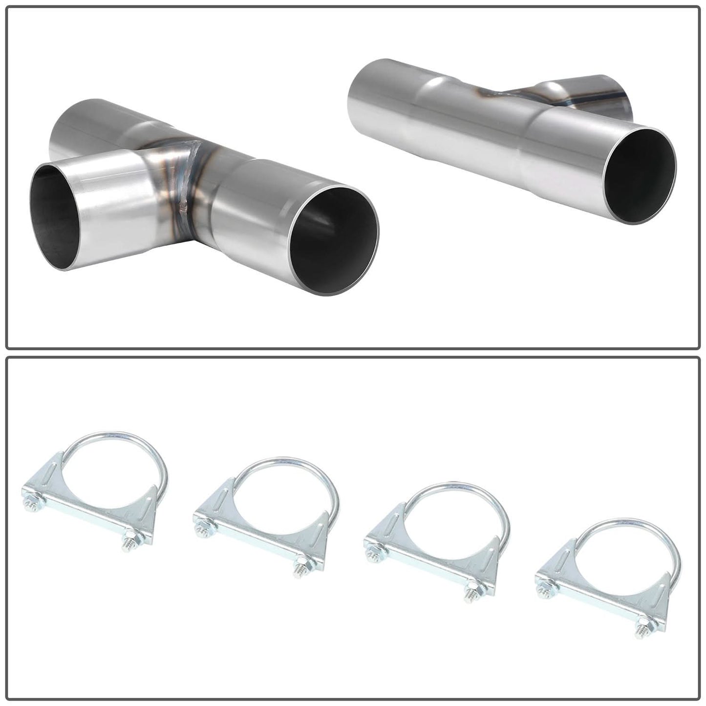 Universal Dual H-Pipe Exhaust Kit 2.5"-2.65" OD Mild Steel