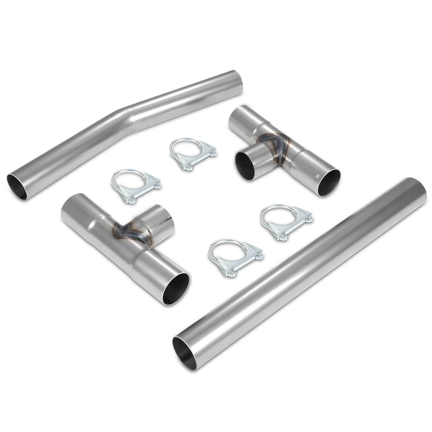 Universal Dual H-Pipe Exhaust Kit 2.5"-2.65" OD Mild Steel