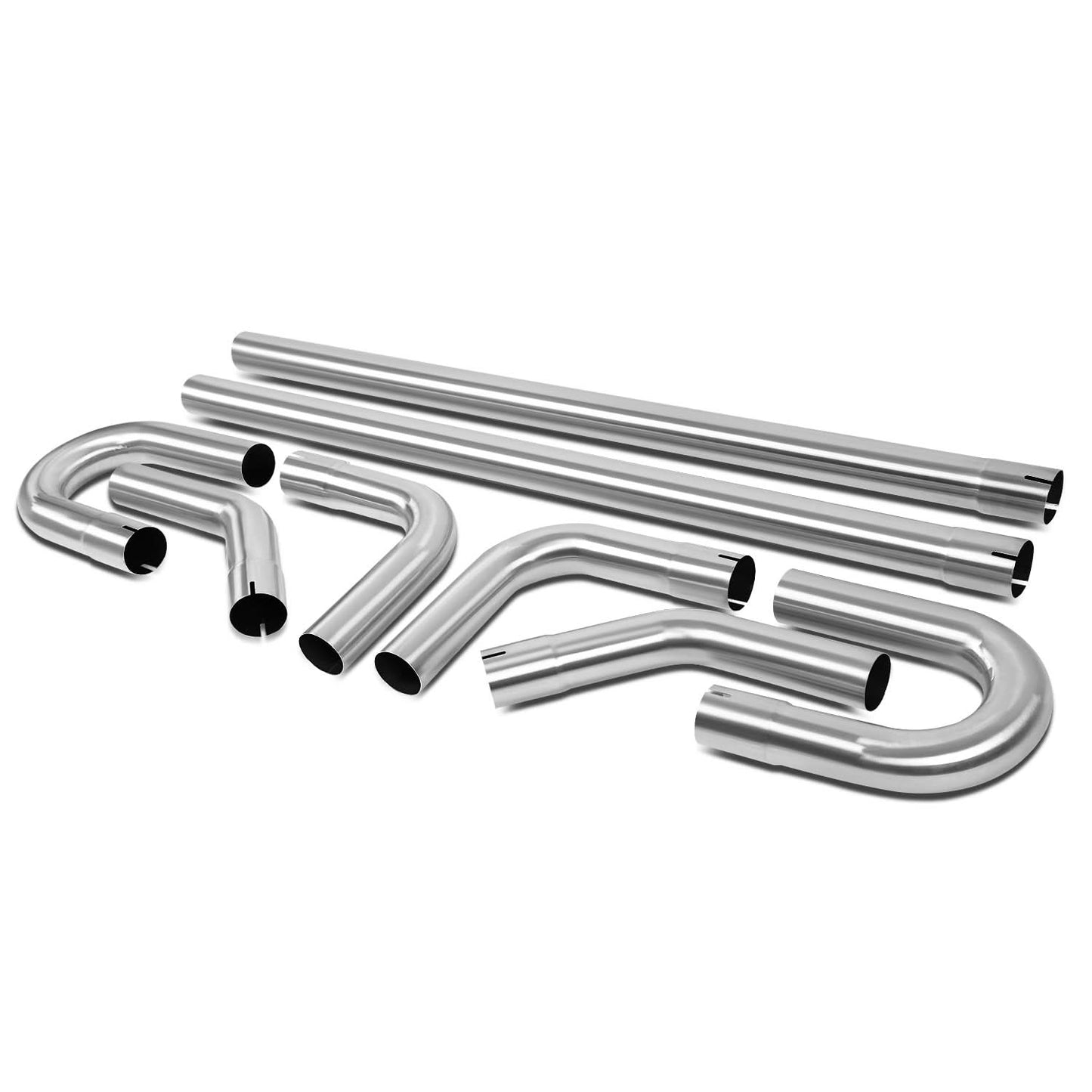 Universal 2.5" Stainless Steel Exhaust Pipes DIY Custom Kit 8 Pieces
