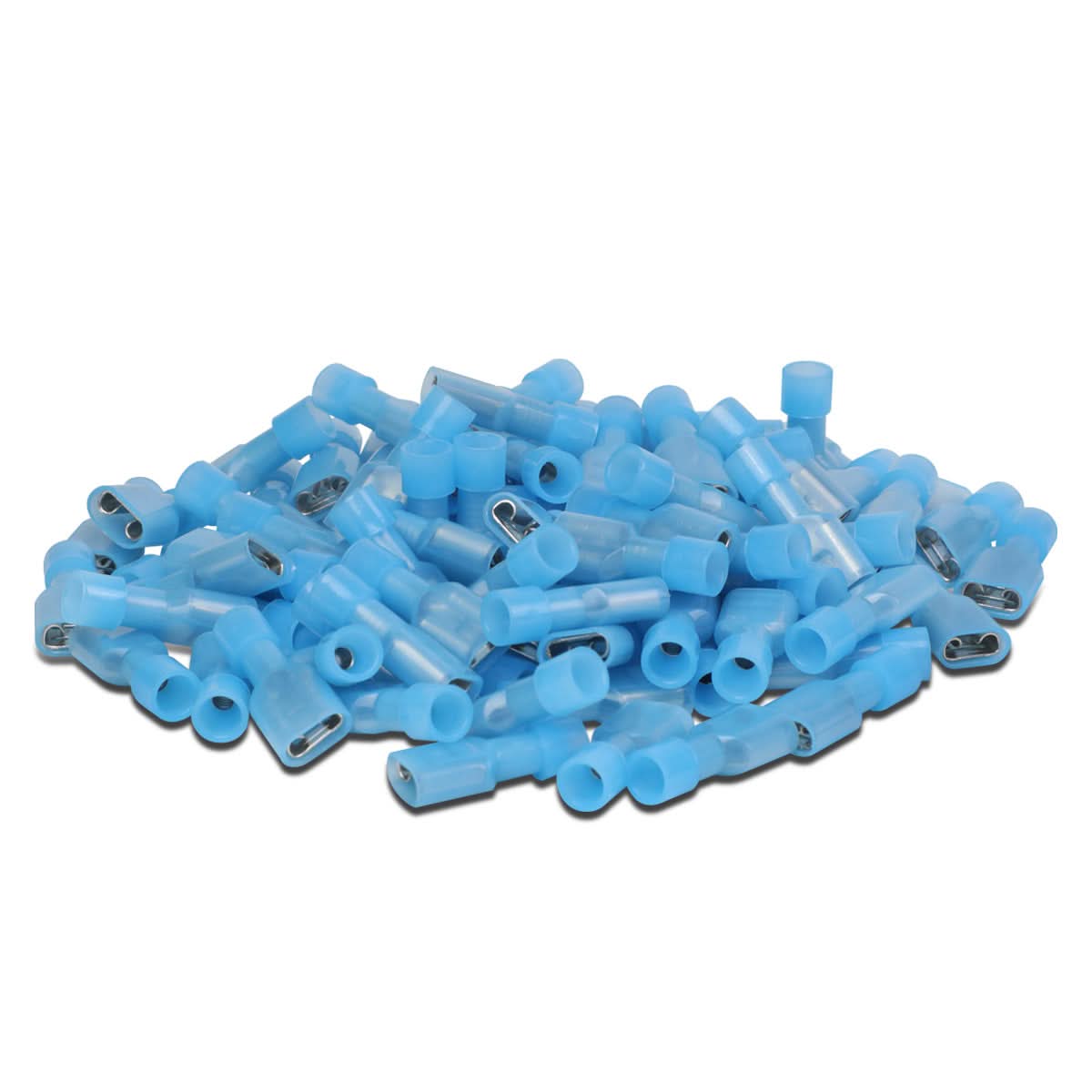 Female Spade Quick Disconnect Connectors - 100 Pack - Crimp Style