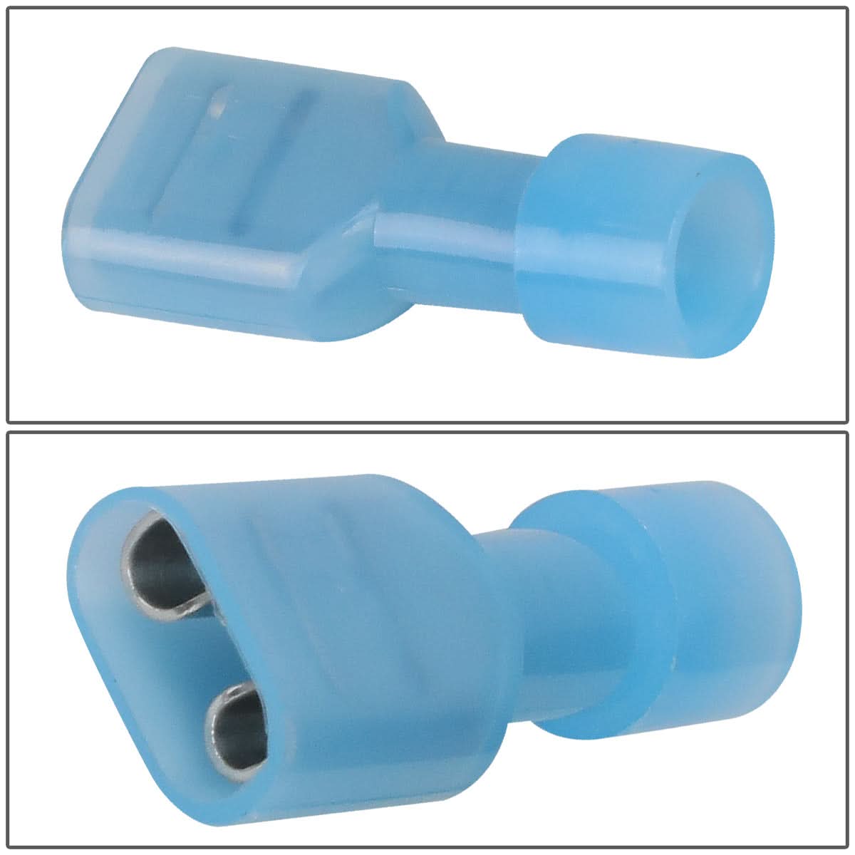 Female Spade Quick Disconnect Connectors - 100 Pack - Crimp Style