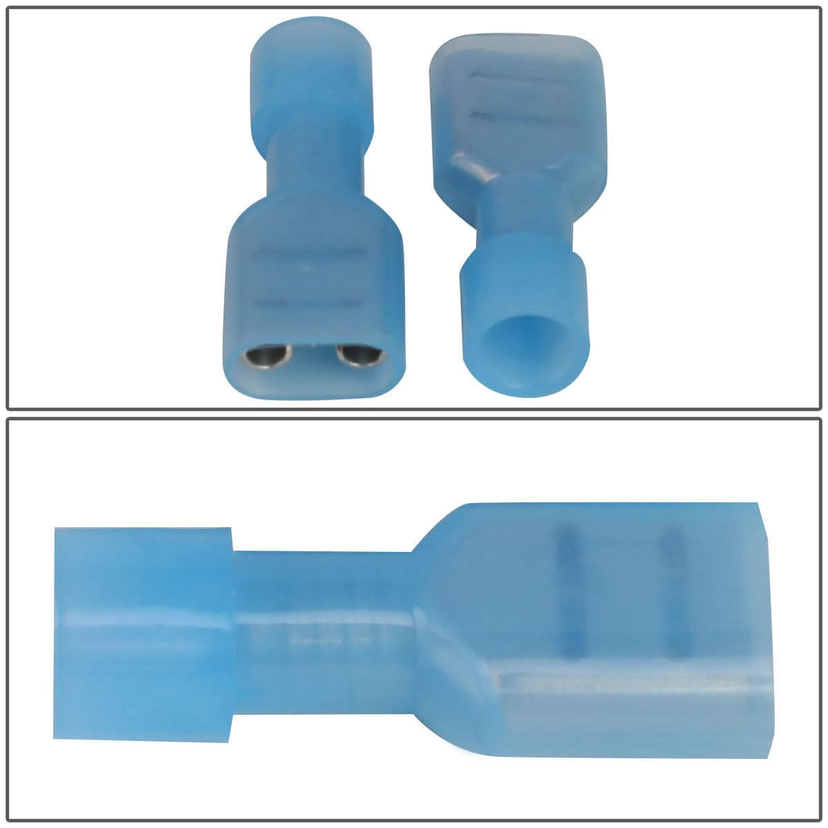 Female Spade Quick Disconnect Connectors - 100 Pack - Crimp Style