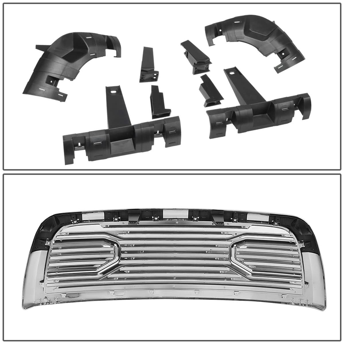 10-18 Dodge Ram 2500/3500 Big Horn Style Badgeless Grille - Chrome