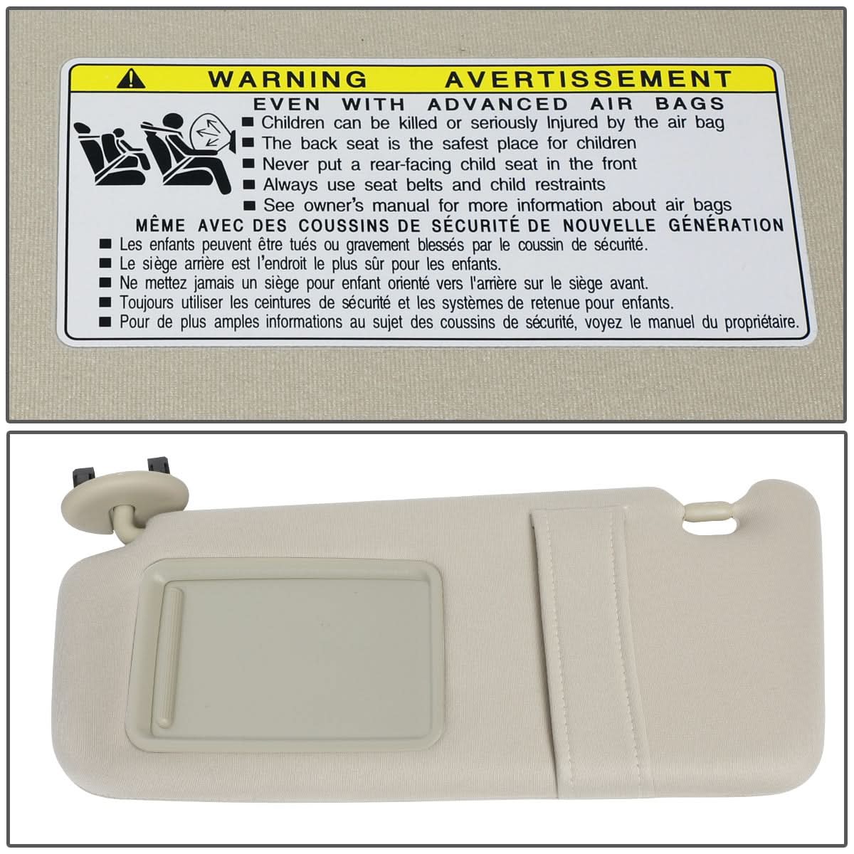 2007-2011 Toyota Camry Driver Side Sun Visor - Beige
