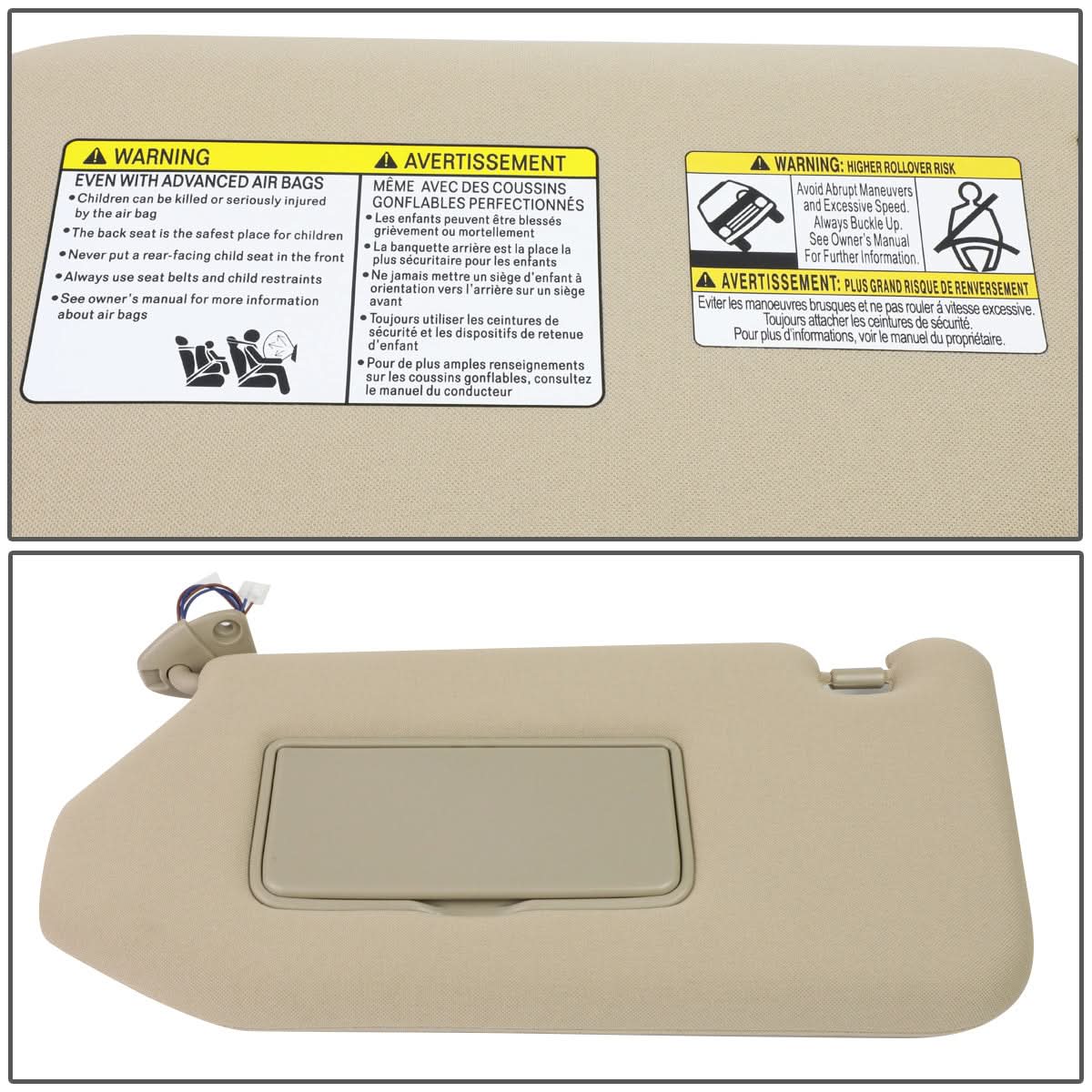 2013-2019 Nissan Pathfinder Sun Visor Driver Side Beige w/ Vanity Light