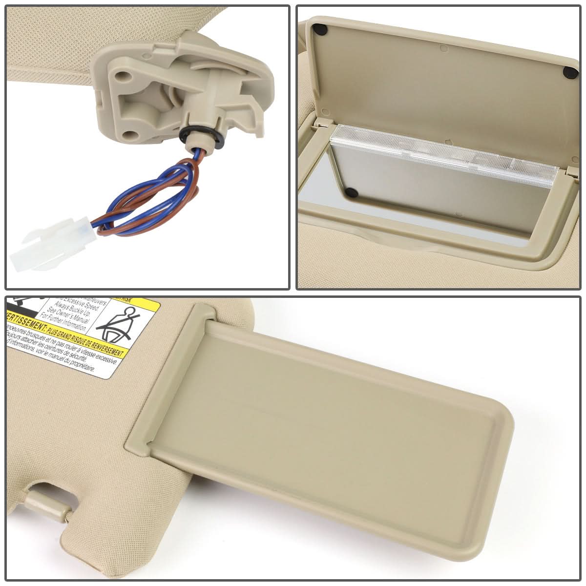 2013-2019 Nissan Pathfinder Sun Visor Driver Side Beige w/ Vanity Light