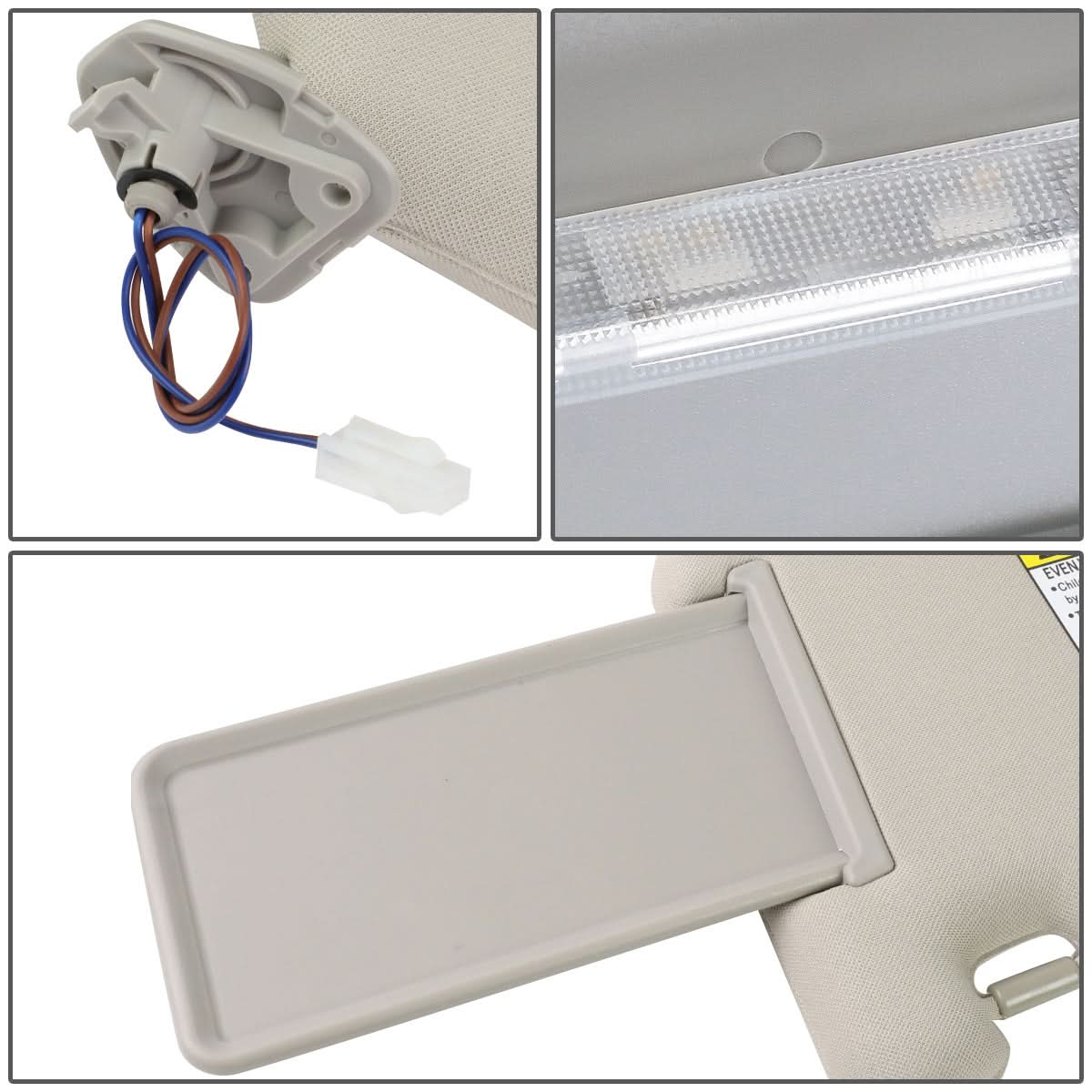 2013-2019 Nissan Pathfinder Gray Sun Visor w/ Vanity Light Passenger