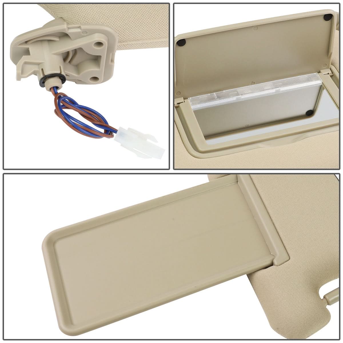 13-19 Nissan Pathfinder Sun Visor w/ Vanity Light Passenger Beige