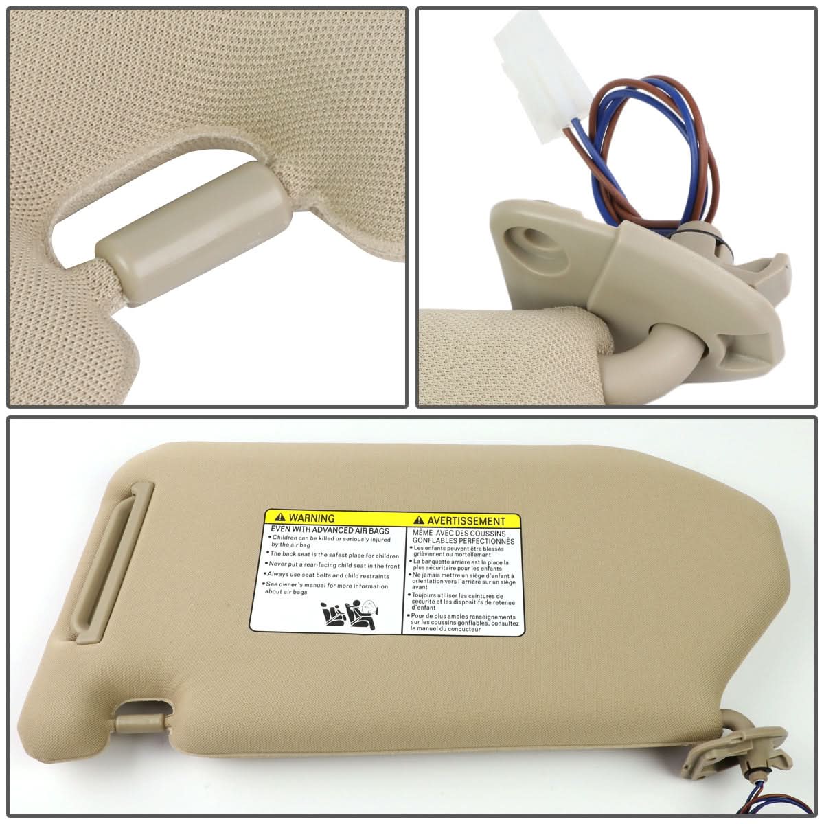 13-19 Nissan Pathfinder Sun Visor w/ Vanity Light Passenger Beige