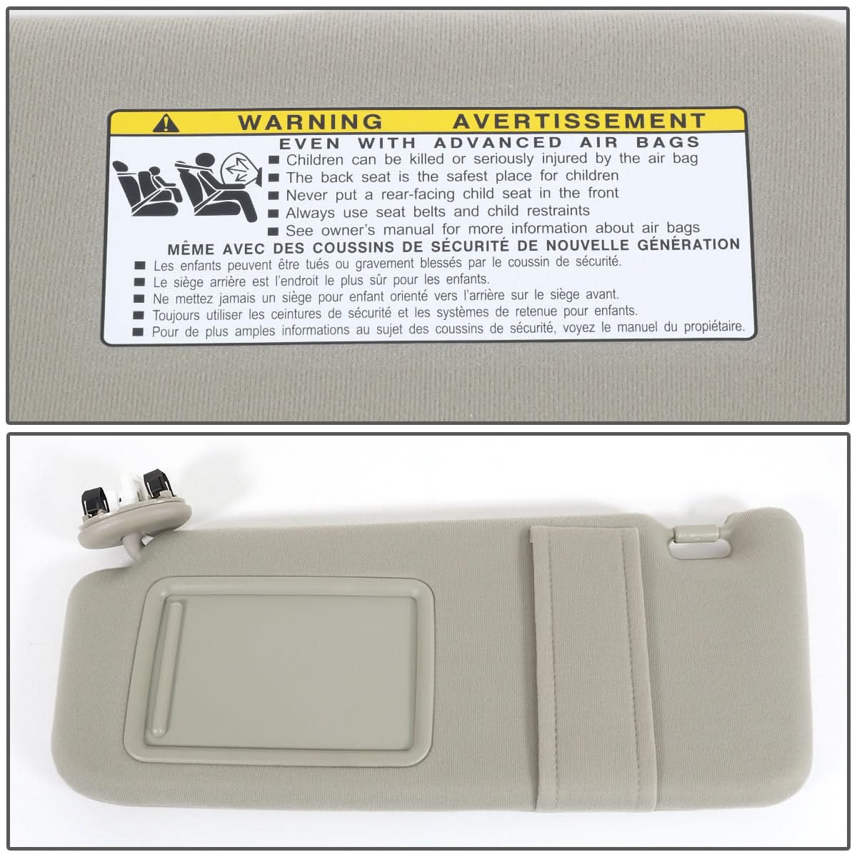 2007-2011 Toyota Camry Sun Visor Driver Side Beige Illuminated