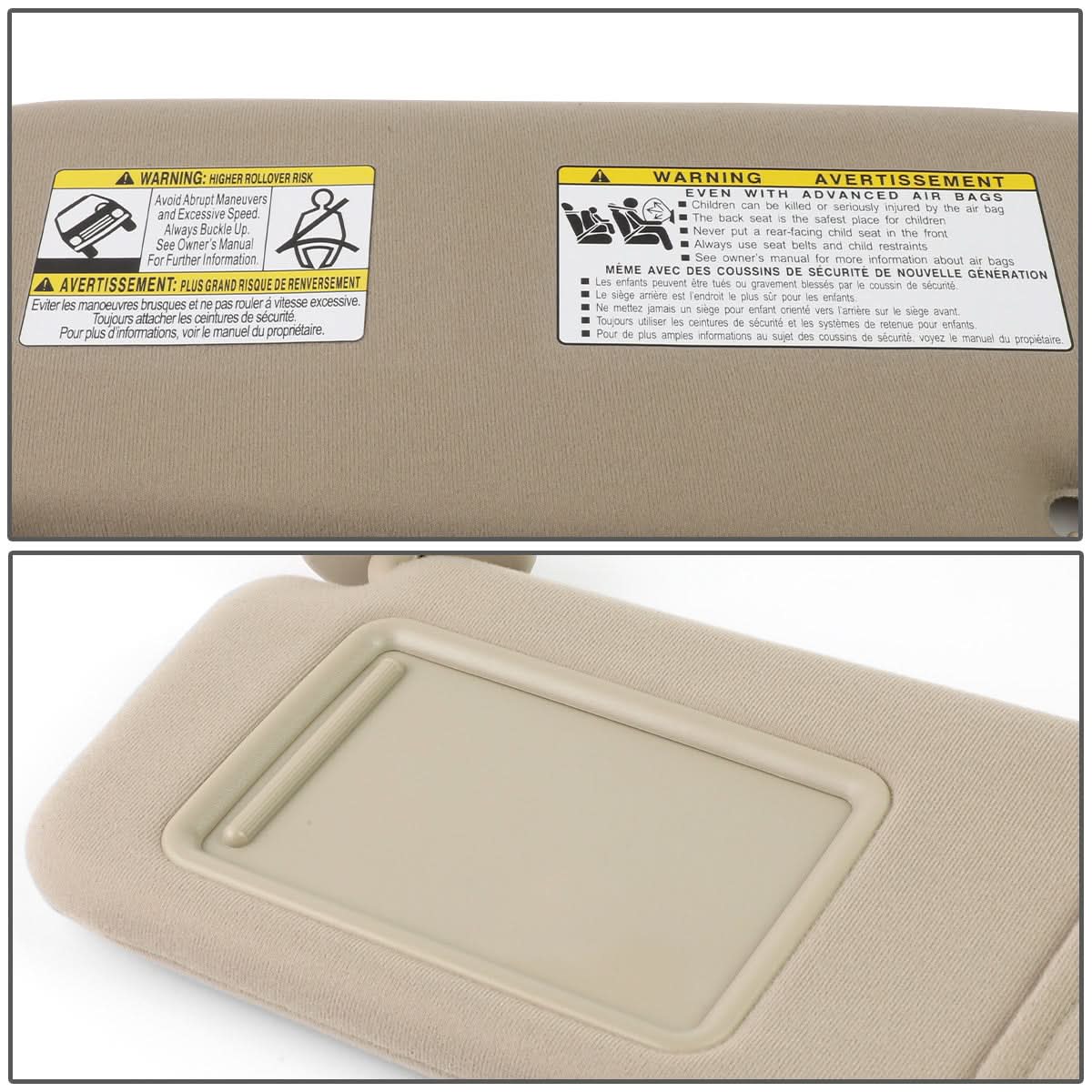 09-16 Toyota Venza Sun Visor Driver Side Beige Illuminated