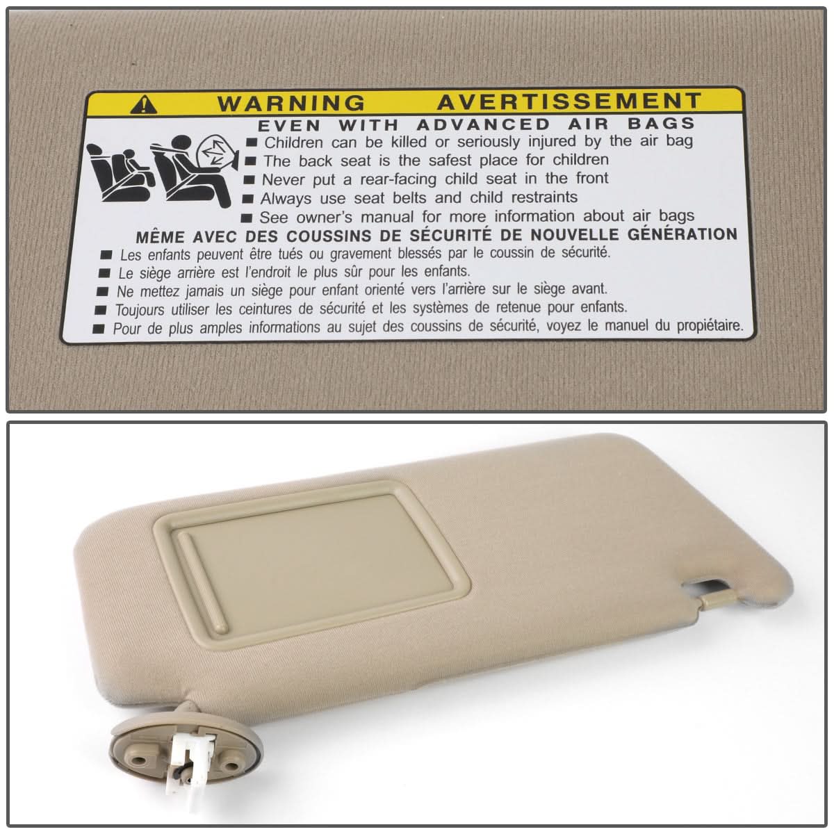 2009-2016 Toyota Venza Sun Visor - Passenger Side Beige