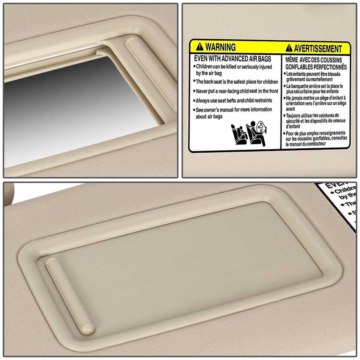 2008-2013 Toyota Highlander Sun Visor - Beige/Tan with Extension