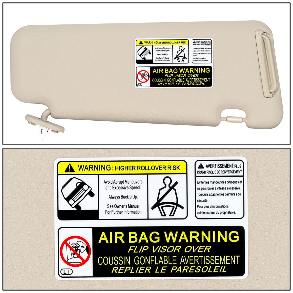 2008-2013 Toyota Highlander Sun Visor - Beige/Tan with Extension