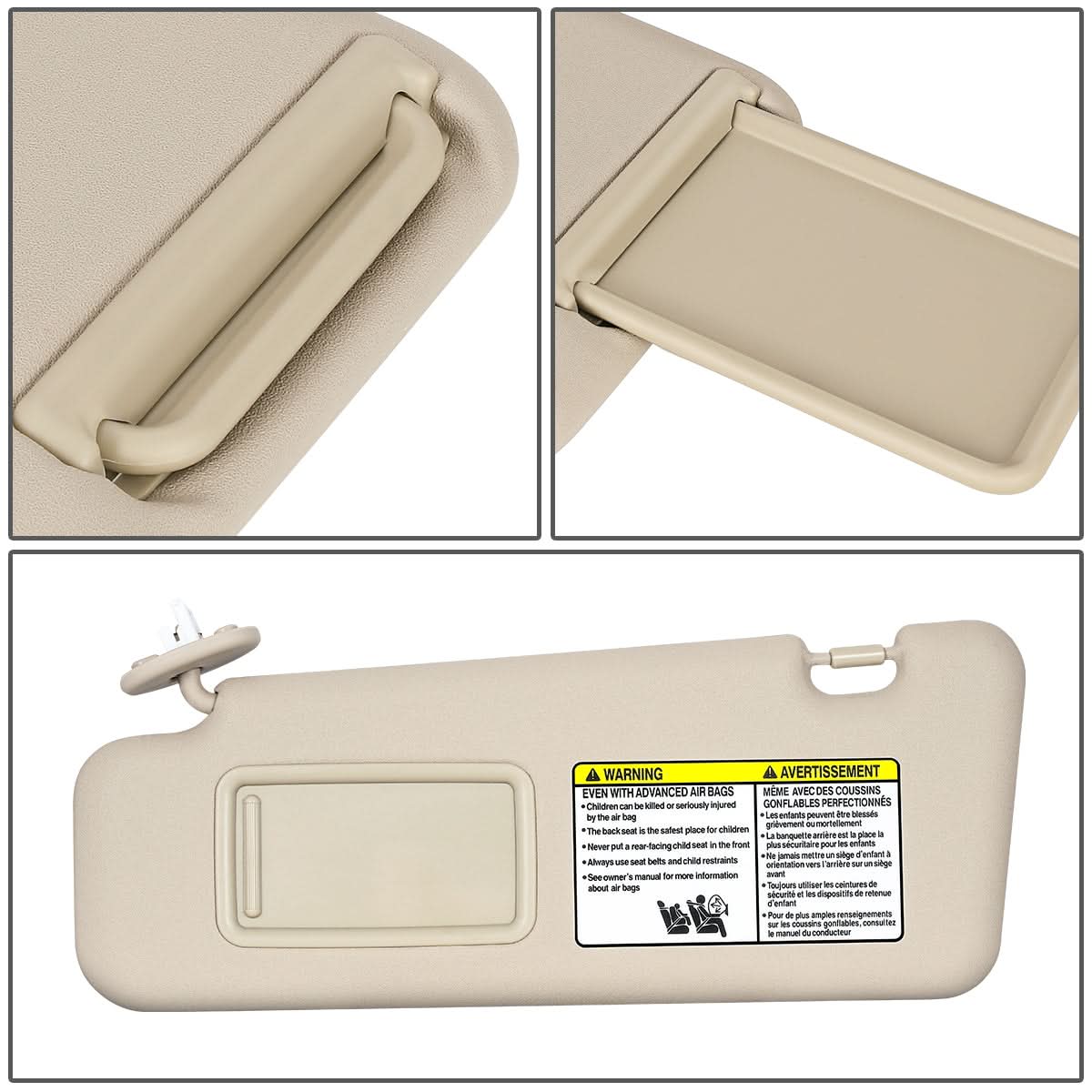 2008-2013 Toyota Highlander Sun Visor - Beige/Tan with Extension