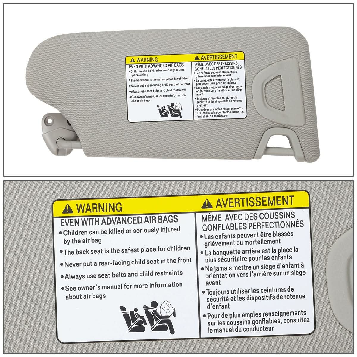 2013-2018 Nissan Altima Sun Visor with Lighted Mirror - Gray