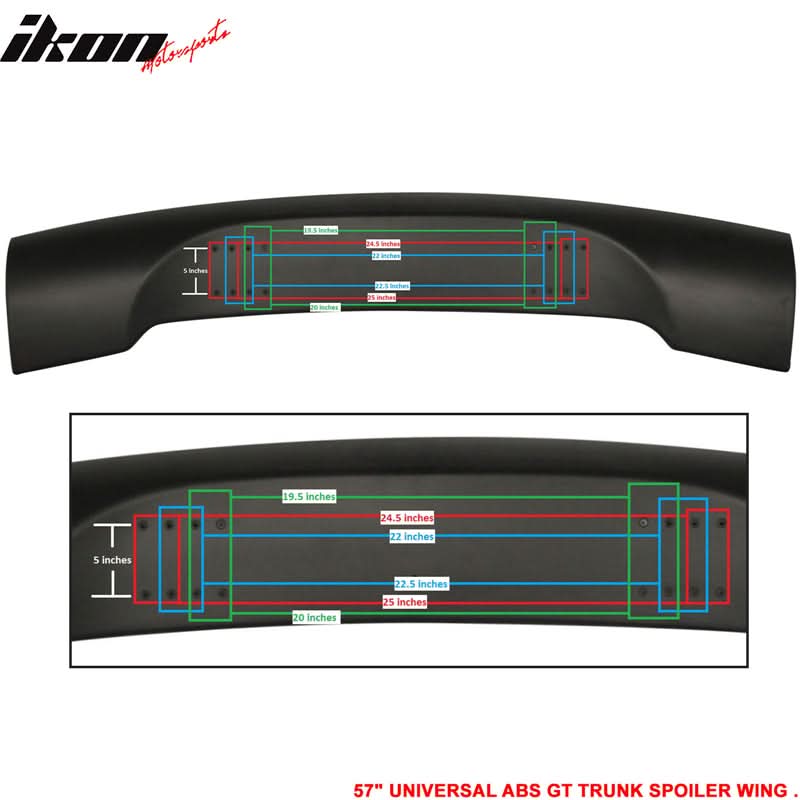 Dodge 57" Unpainted GT Style Adjustable Rear Trunk Spoiler Wing ABS