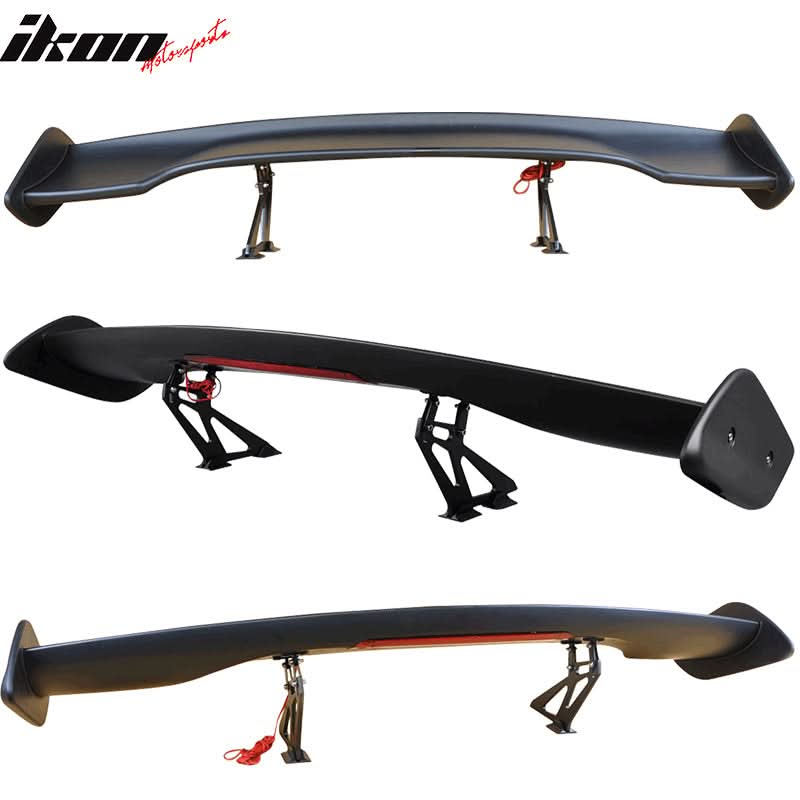 Universal 57in GT Trunk Spoiler & LED Brake Light Black ABS