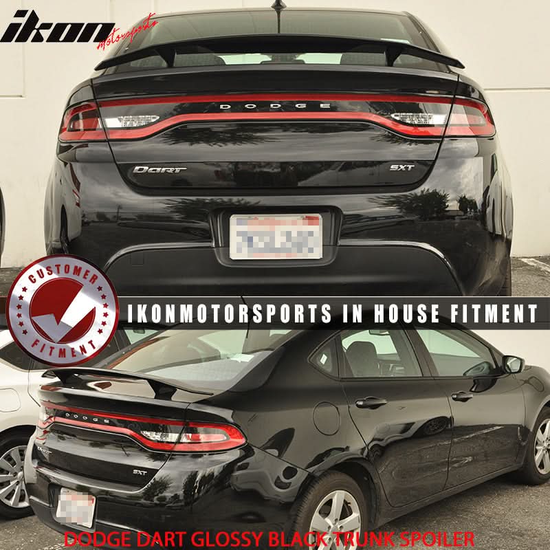 2013-2016 Dodge Dart 2 Post Glossy Black Rear Trunk Spoiler ABS