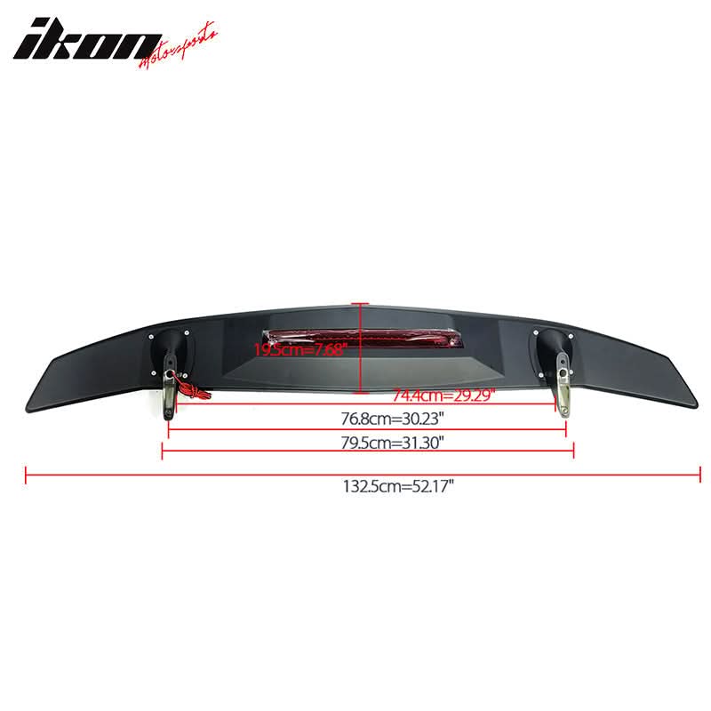 Universal Rear Spoiler Wing With 3rd Brake Light Ikon Style Trunk Wing