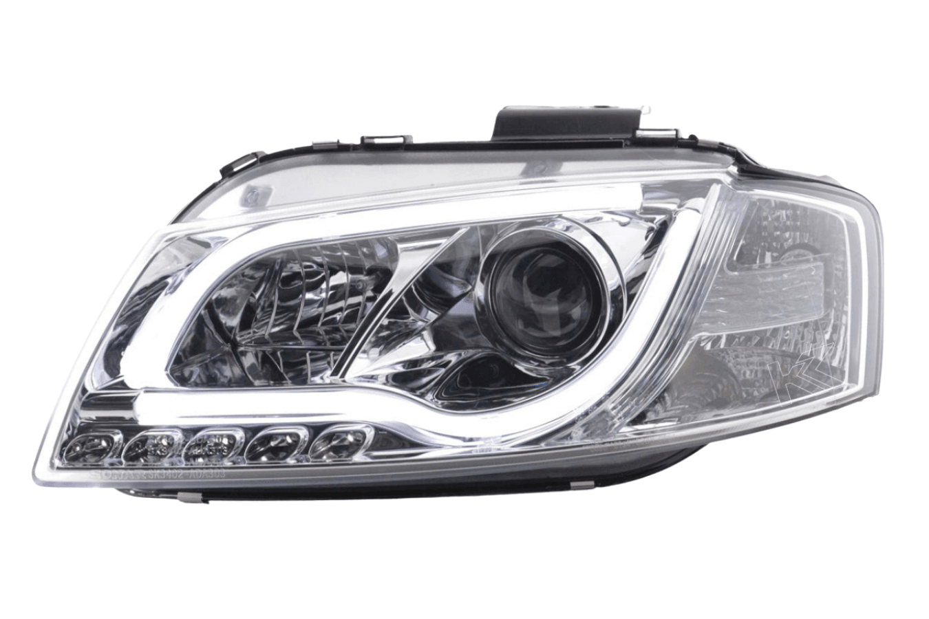 Audi A3 (8P 8PA) Chrome LED Headlights with Daytime Running Lights (2003-2008)