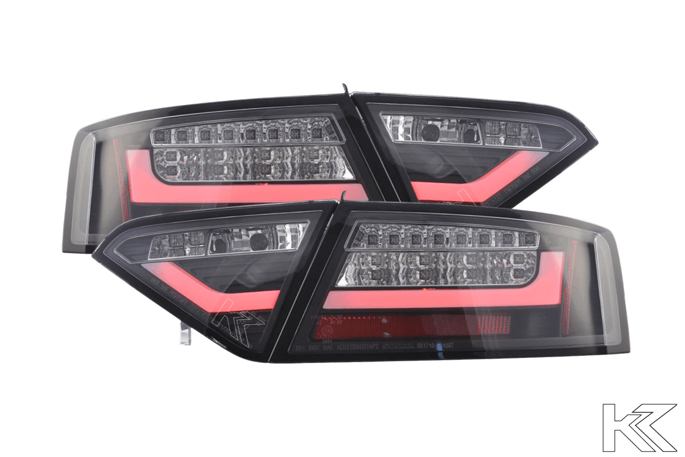 Audi A5 (B8 - 8T) Coupe Black Clear LED Bar Taillights (2007-2011)- For Halogen Models
