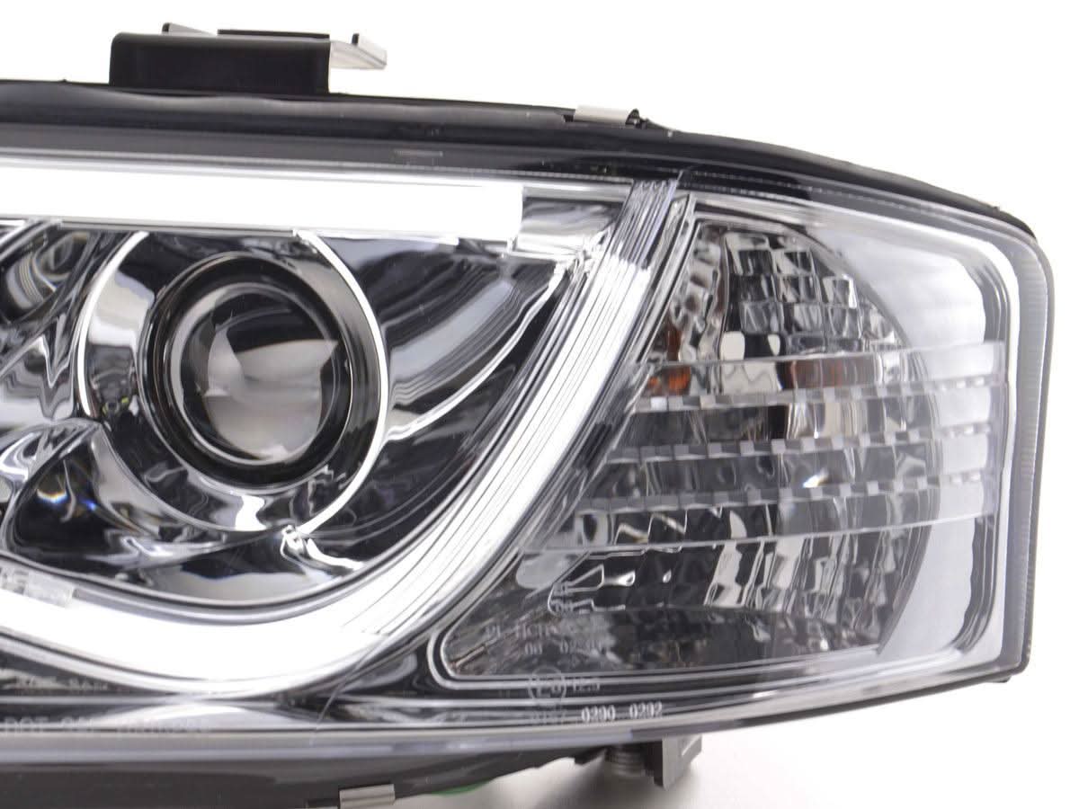 Audi A6 (C5 4B) Chrome LED Headlights with Daytime Running Lights (1997-2001) - With R87 approval