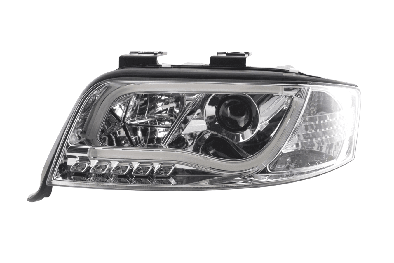 Audi A6 (C5 4B) Chrome LED Headlights with Daytime Running Lights (2001-2004) - With R87 approval