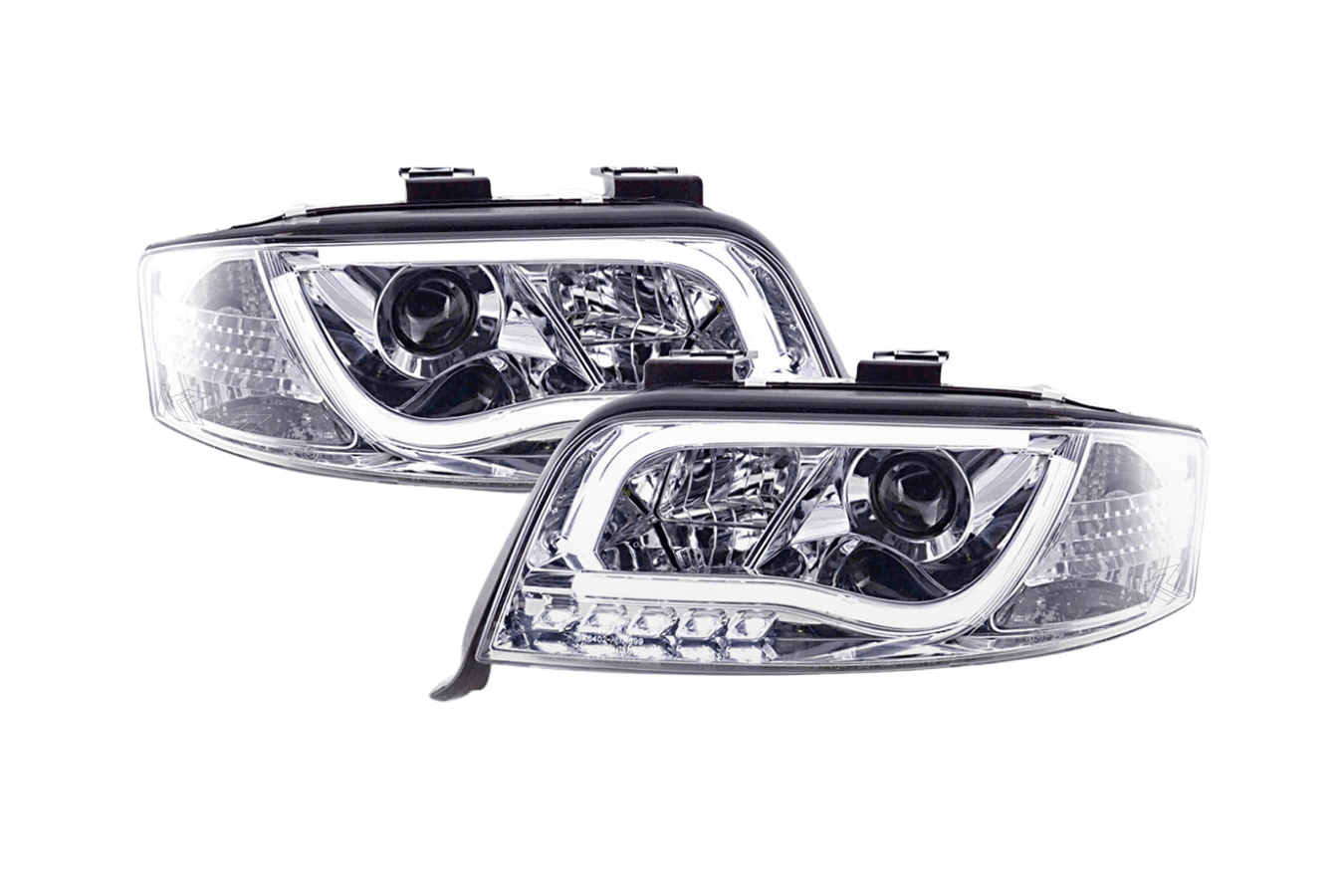 Audi A6 (C5 4B) Chrome LED Headlights with Daytime Running Lights (2001-2004) - With R87 approval