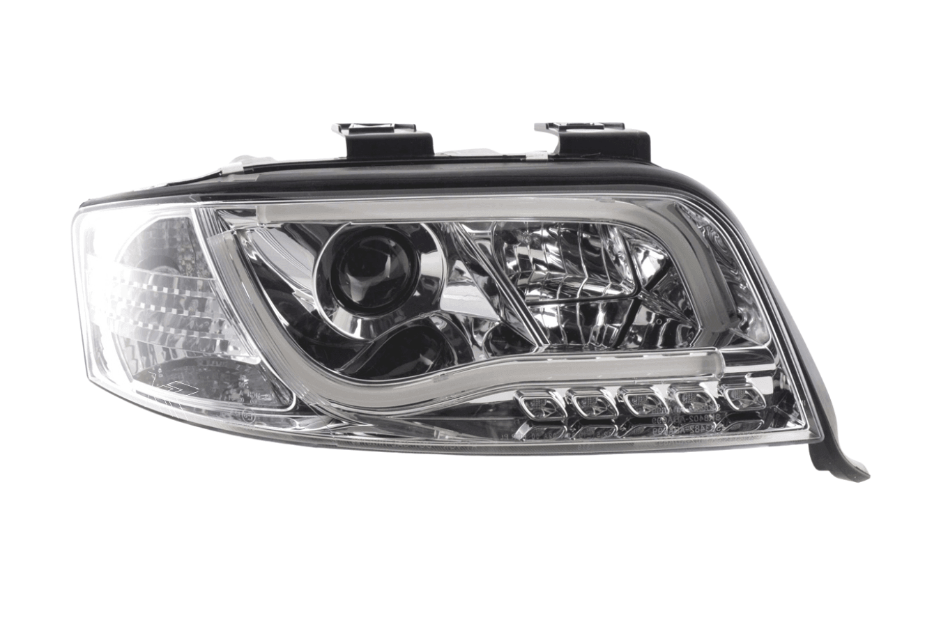 Audi A6 (C5 4B) Chrome LED Headlights with Daytime Running Lights (2001-2004) - With R87 approval