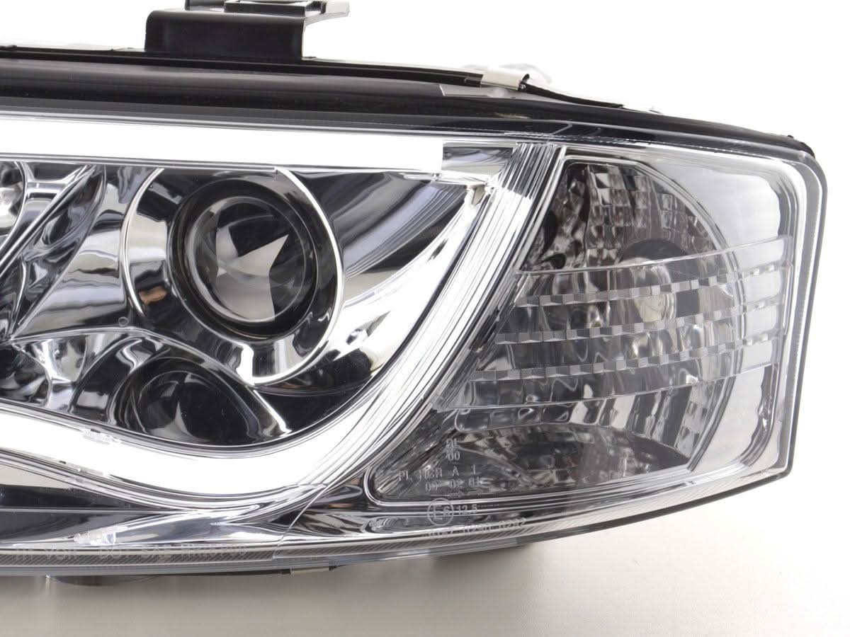 Audi A6 (C5 4B) Chrome LED Headlights with Daytime Running Lights (2001-2004) - With R87 approval