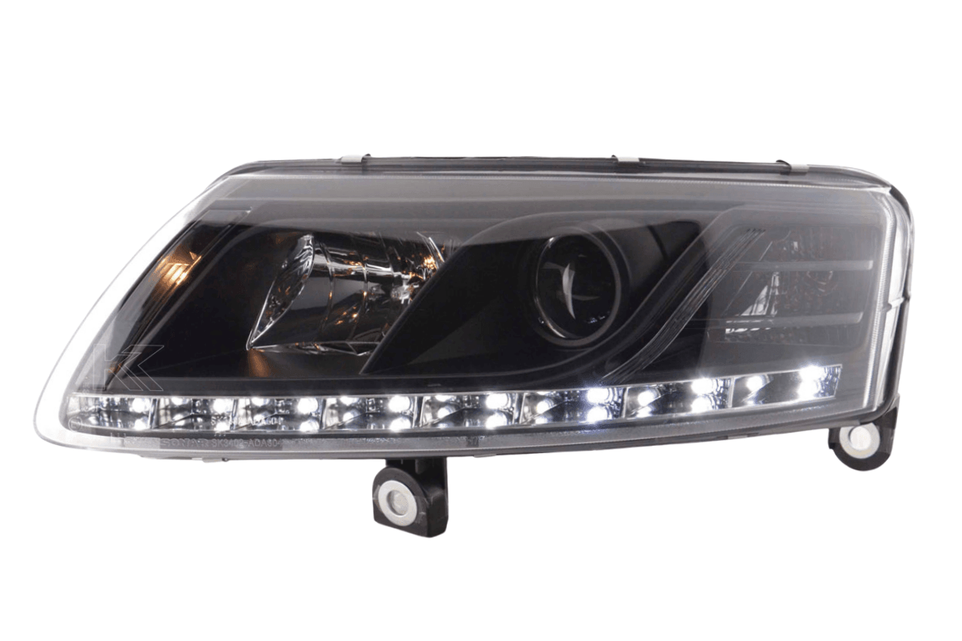 Audi A6 (C6 4F) Black Xenon LED Headlights with Daytime Running Lights (2004-2008)
