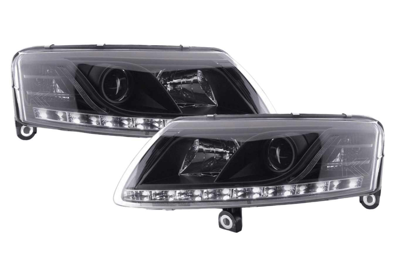 Audi A6 (C6 4F) Black Xenon LED Headlights with Daytime Running Lights (2004-2008)
