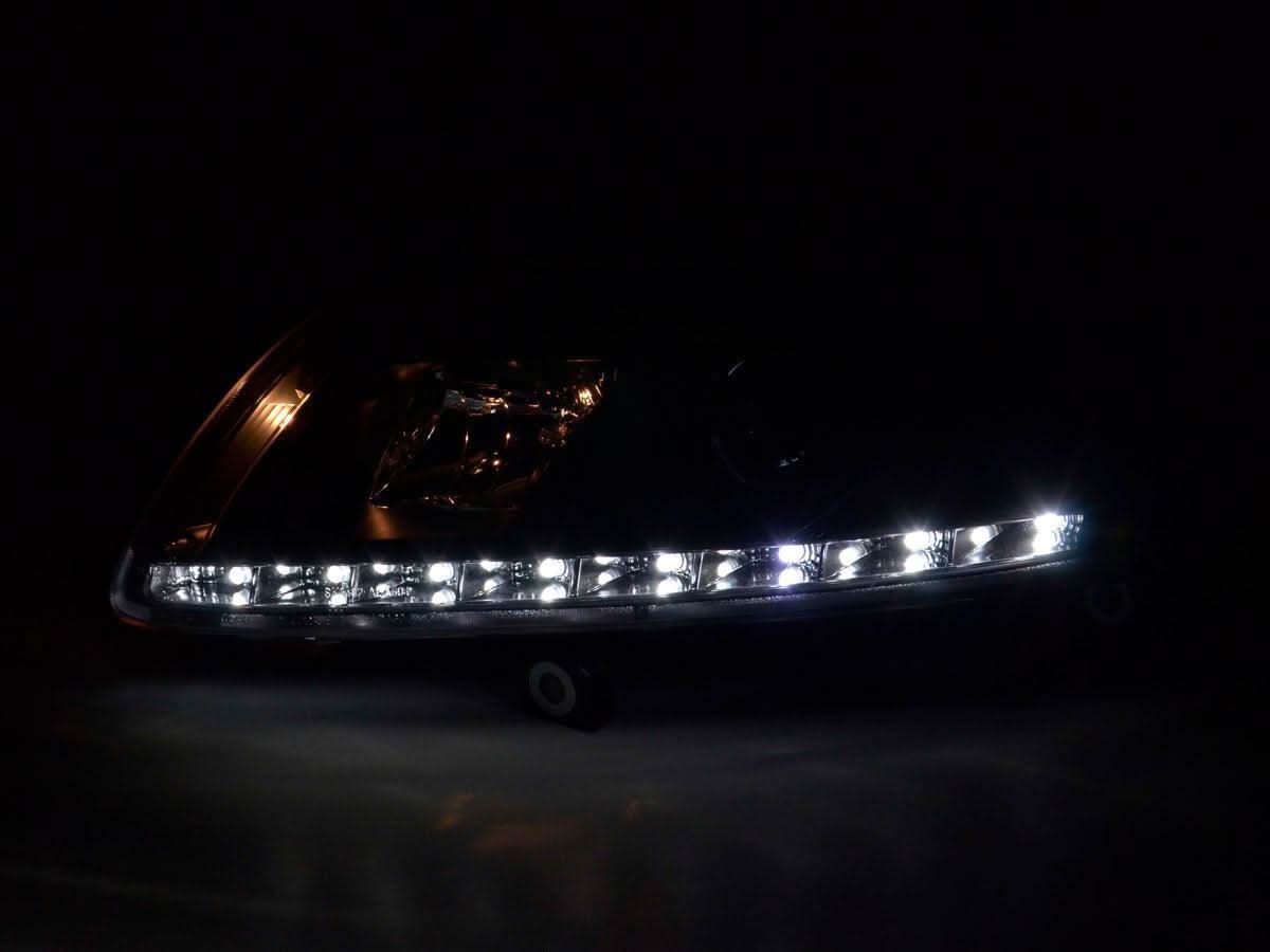 Audi A6 (C6 4F) Black Xenon LED Headlights with Daytime Running Lights (2004-2008)