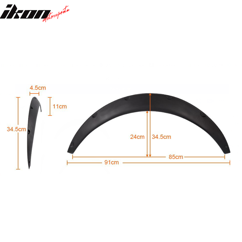 Universal Matte Black 2PCS 70mm Thickness Rear Fender Flares PU