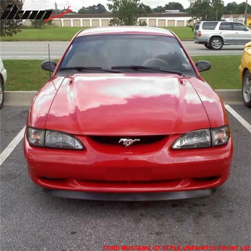 1994-1998 Ford Mustang GT Style Unpainted Black Front Bumper Lip PU