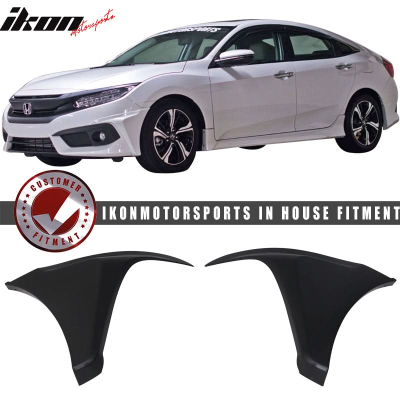 Fits 16-18 Honda Civic HF-P Front + Rear Bumper Lip + Side Skirts PP