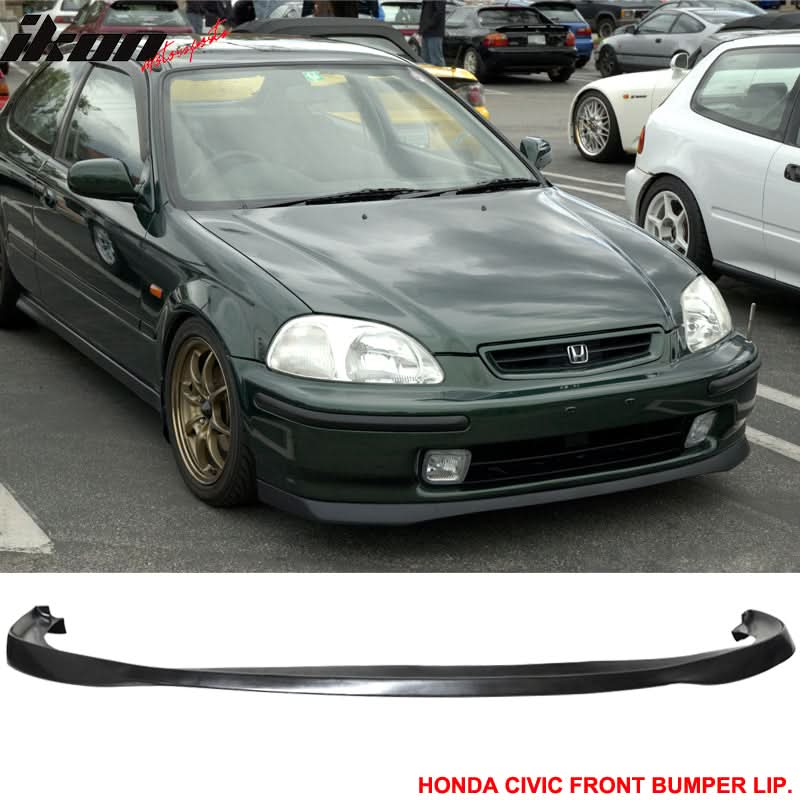 Fits Civic 96-98 3Dr SIR Front + Rear Bumper Lip Spoiler Black PU