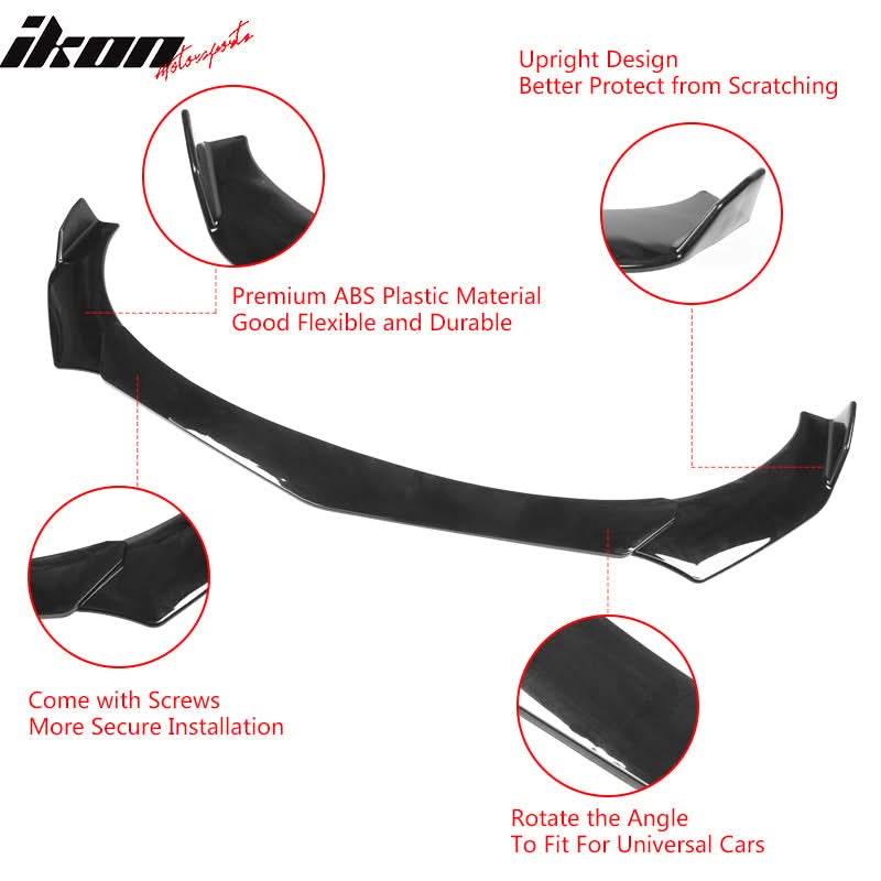 Honda Civic 62"-66" 3PCS B Style Black Front Lip with Strut Rods