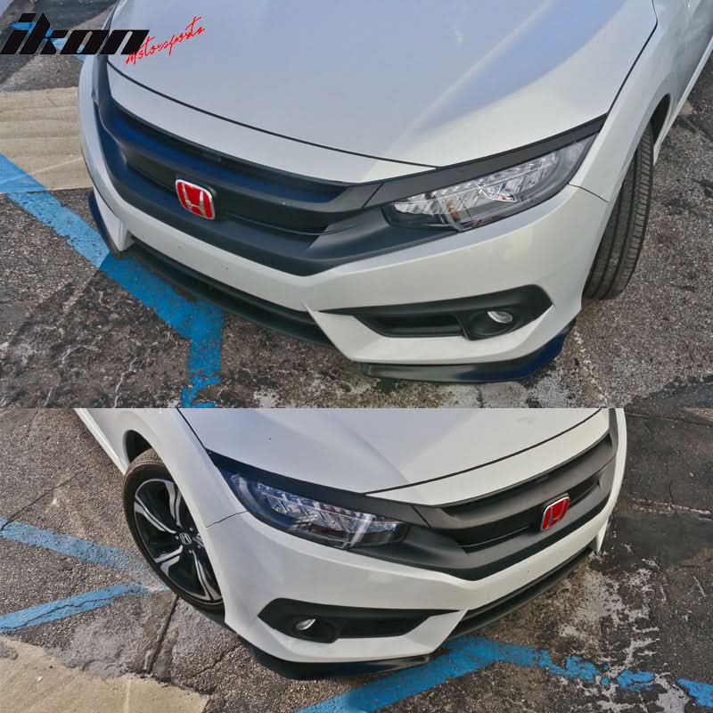 2016-2018 Honda Civic 2PC Unpainted Front Lip Splitter Spoiler PP