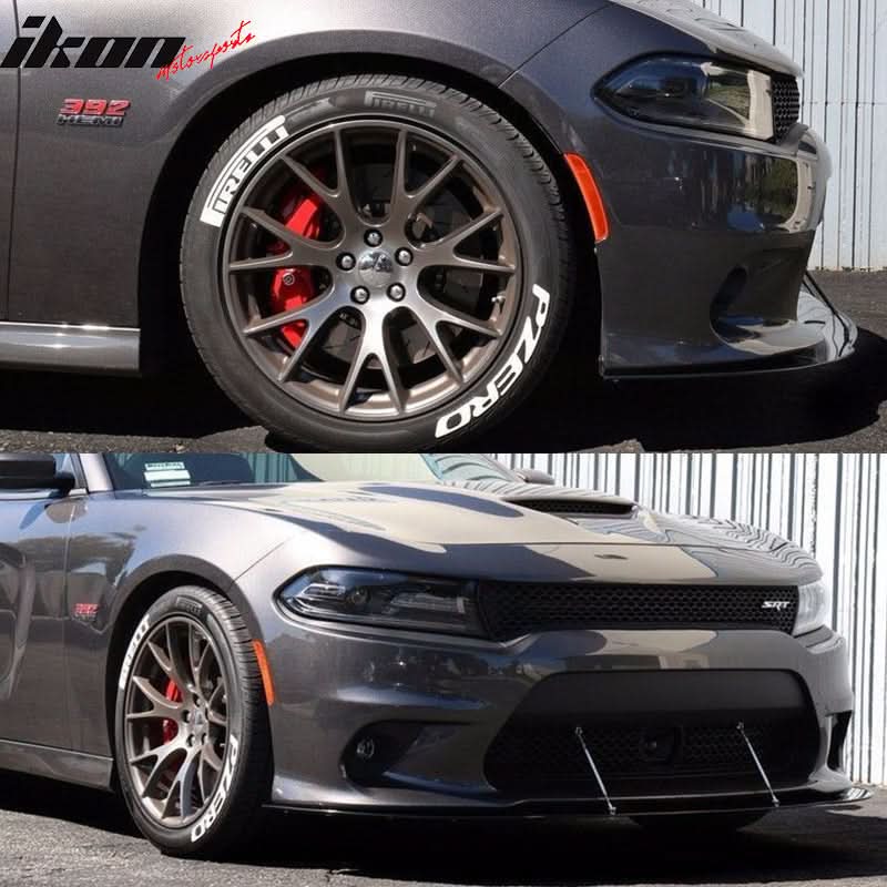 Fits 15-23 Charger SRT8 392 Scat Pack CF Front Lip & Splitter Rod