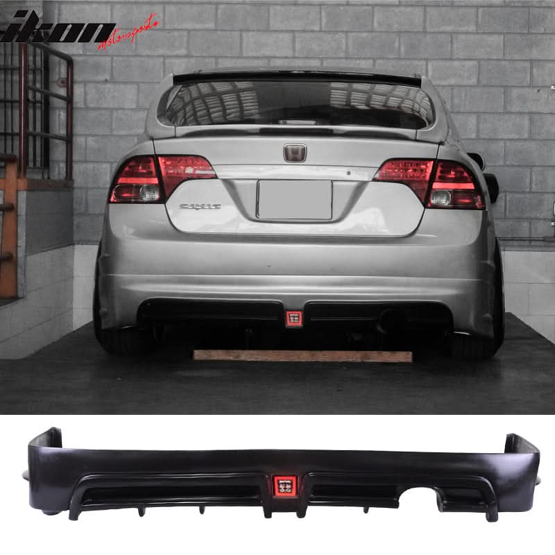 Fits 09-11 Civic HF-P Front & Mugen RR Rear Bumper Lip & Brake Lamp PU