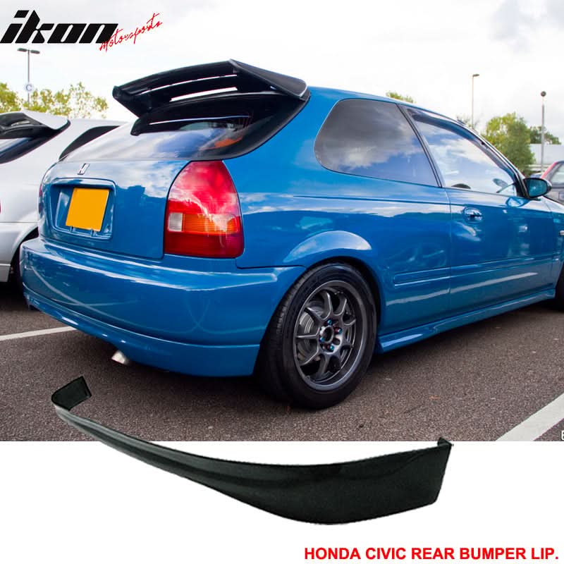 Fits Civic 96-98 3Dr SIR Front + Rear Bumper Lip Spoiler Black PU
